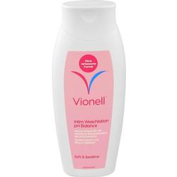 Eine Flasche Vionell Intim Waschlotion mit rosa Etikett.